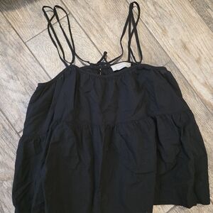 Everlane Black Gauze Tiered Tank Camisole Top Sz Small
